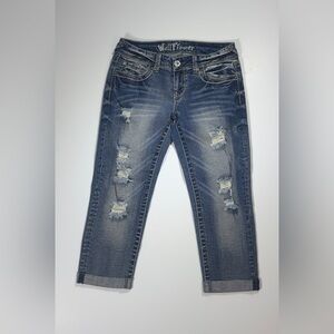 Wallflower Distressed Cropped Blue Jeans